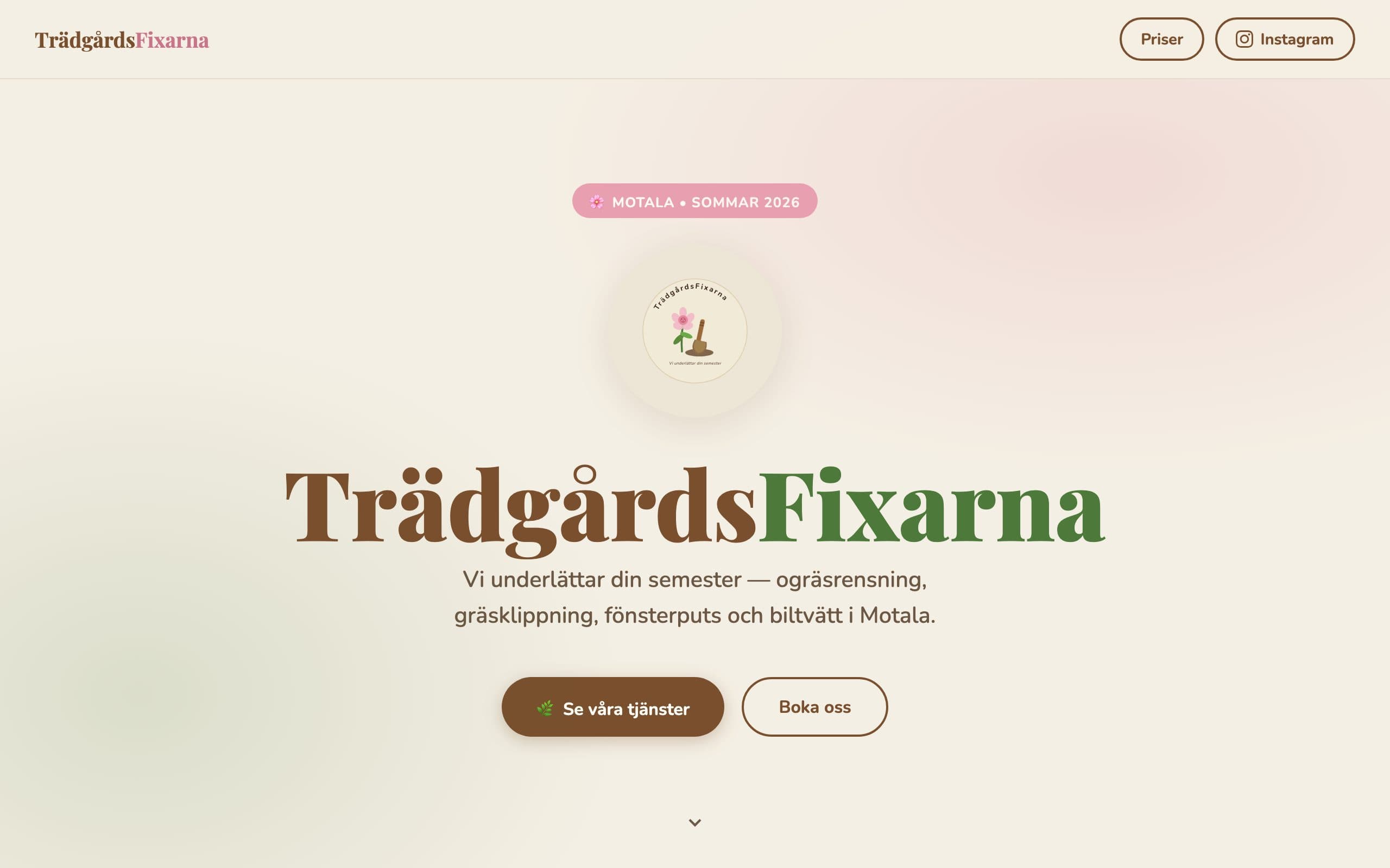 Startsidan för TrädgårdsFixarna